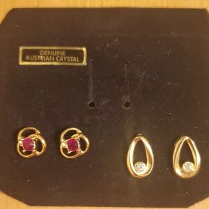 Austrian Crystal Gold-Tone Earrings Set